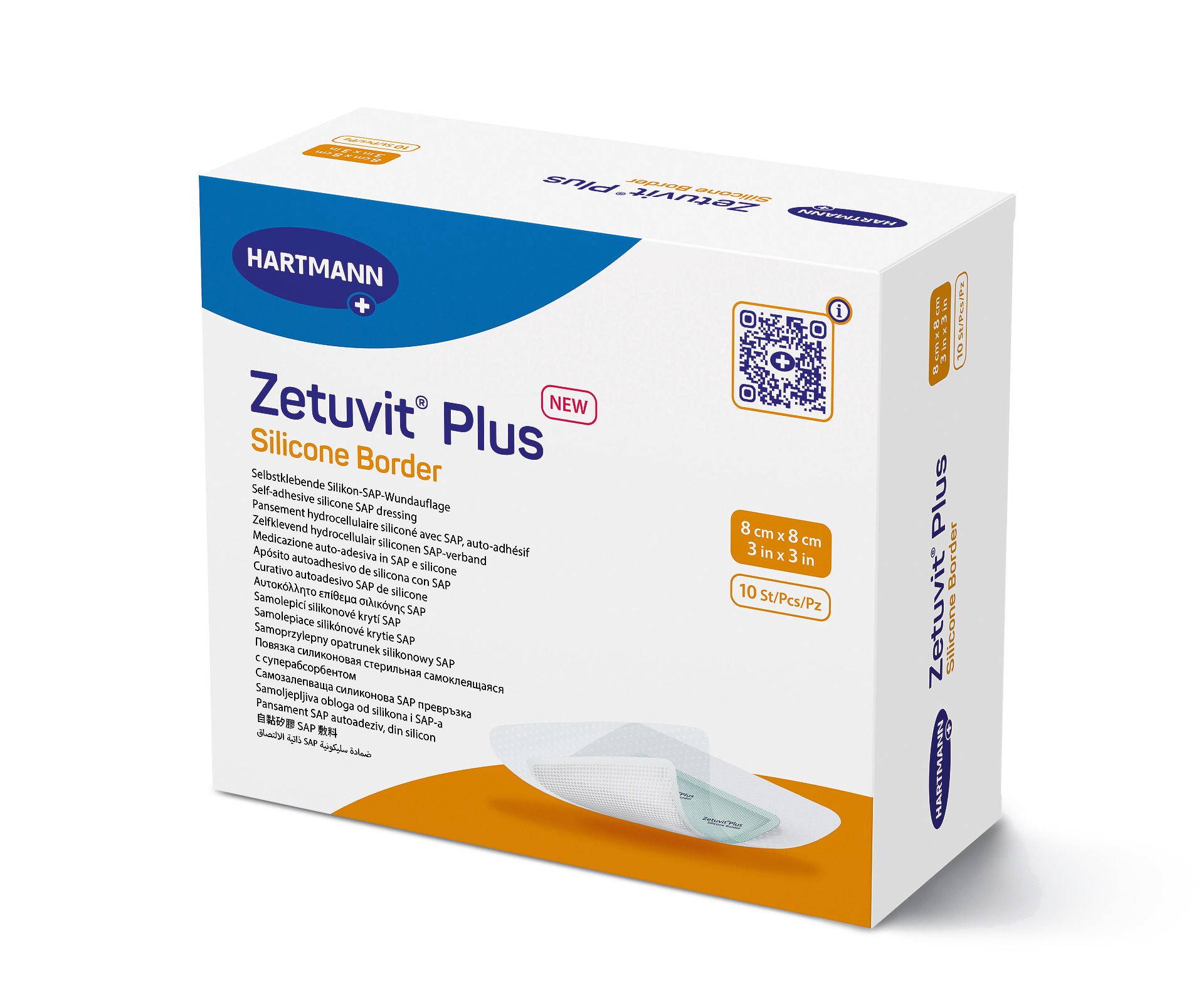 ZETUVIT Plus Silicone Border 8x8 cm